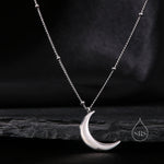 Crescent Moon Pendant Necklace in Sterling Silver with a Satellite Chain - Moon Necklace - Gold or Silver - Whimsical and Pretty Jewellery