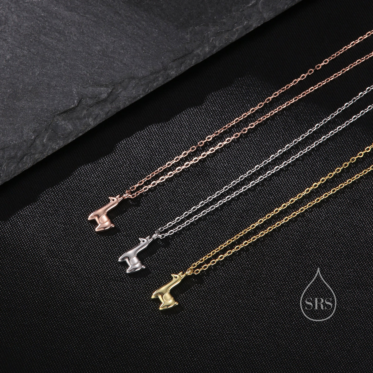 Extra Tiny Llama Pendant Necklace in Sterling Silver, Adjustable 16'' - 18'' - Silver or Gold or Rose Gold, Cute Quirky and Fun Jewellery