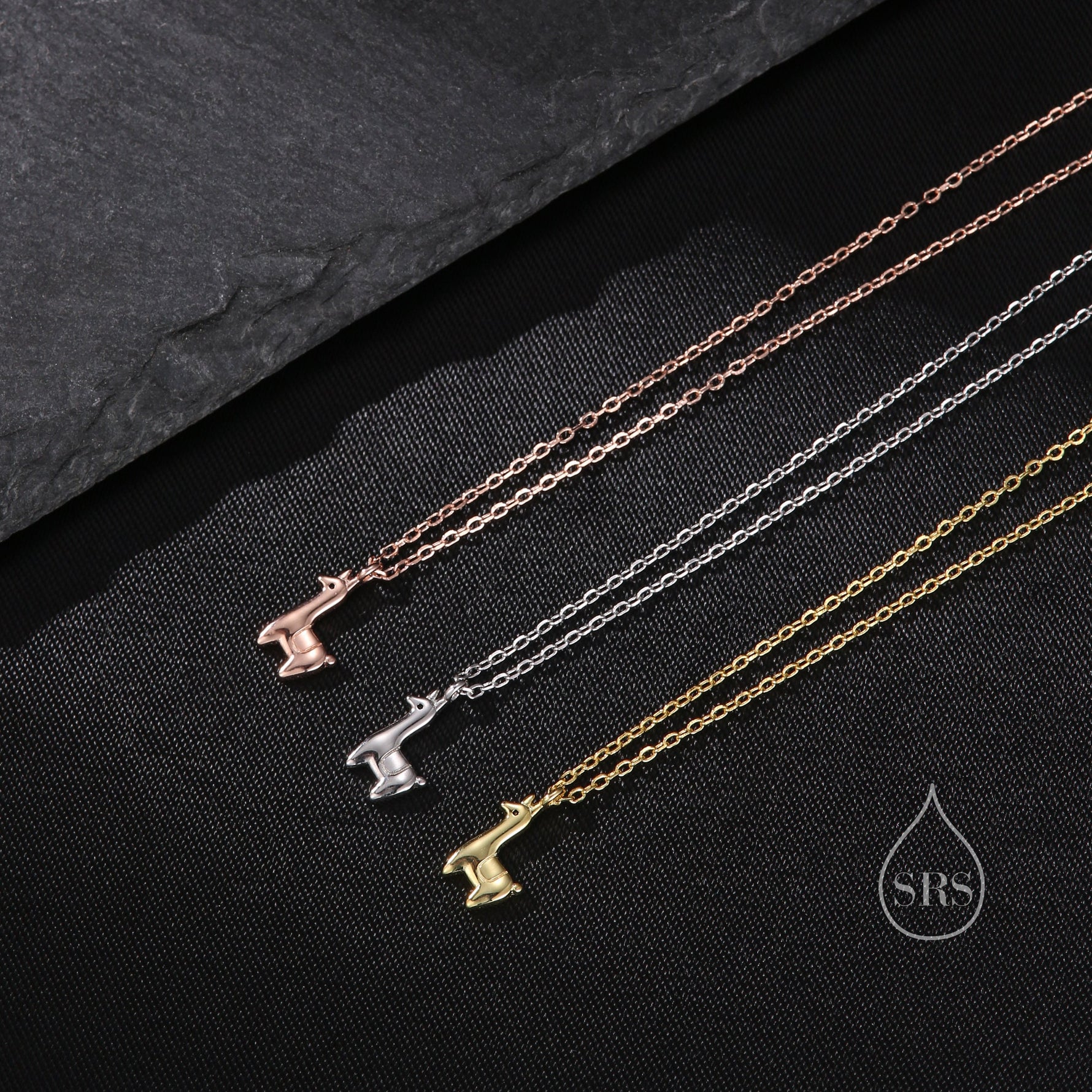 Extra Tiny Llama Pendant Necklace in Sterling Silver, Adjustable 16'' - 18'' - Silver or Gold or Rose Gold, Cute Quirky and Fun Jewellery