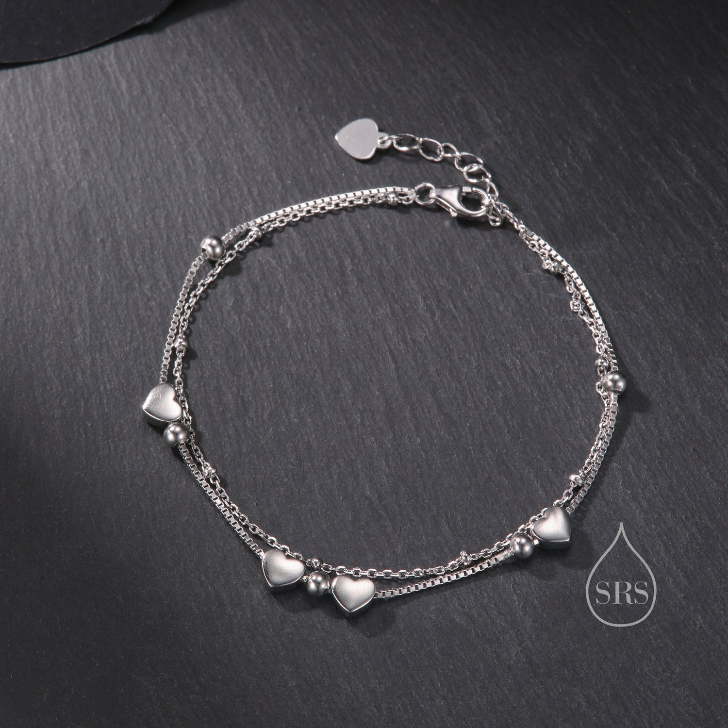Mixed Chain Double Layer Heart Bracelet