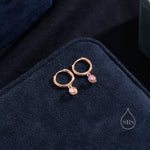 Moonstone Droplet Huggie Hoop Earrings in Sterling Silver, Simulated Moonstone Hoops, Silver or Gold, Minimal Lab Moonstone Earrings