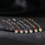 Enamel Smiling Flower Threader Earrings in Sterling Silver, Silver Rainbow Flower Earrings, Multi Colour Flower Spiral Ear Threaders