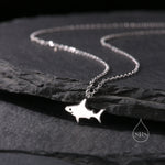 Tiny Shark Pendant Necklace in Sterling Silver, Shark Necklace, Small Shark Pendant, Silver or Gold, Shark Fish Necklace