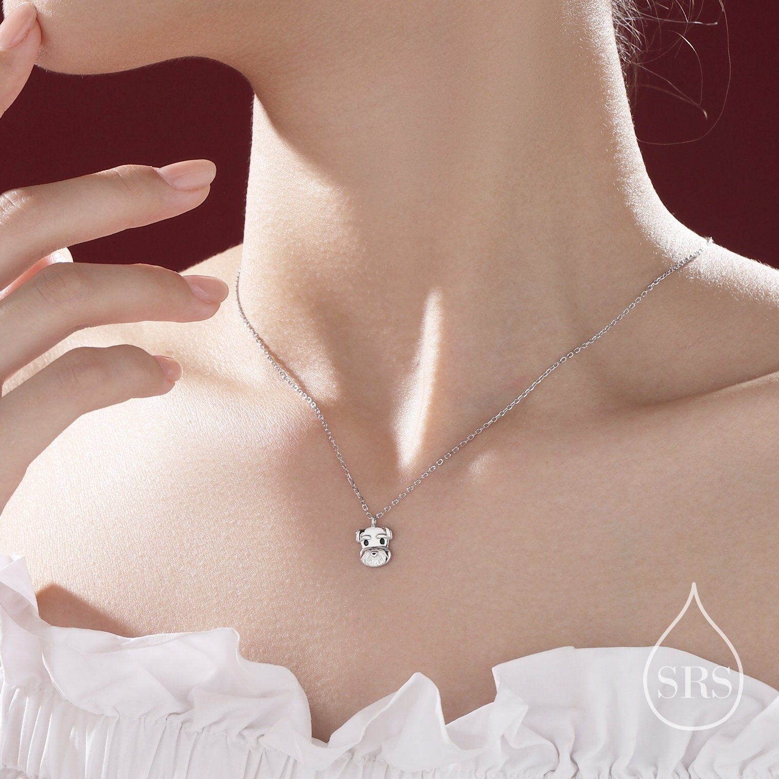 Schnauzer Dog Pendant Necklace in Sterling Silver, Shark Necklace, Small Schnauzer Pendant, Silver or Gold, Schnauzer Necklace