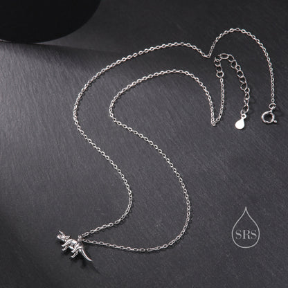 Triceratops Dinosaur Pendant Necklace in Sterling Silver, Shark Necklace, Silver or Gold or Rose Gold, Small Triceratops Dinosaur Pendant