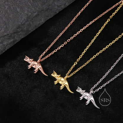 Triceratops Dinosaur Pendant Necklace in Sterling Silver, Shark Necklace, Silver or Gold or Rose Gold, Small Triceratops Dinosaur Pendant