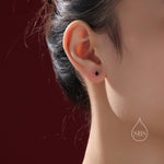 Genuine Black Onyx Screw Back Earrings in Sterling Silver, Natural Black Onyx Stud, Semi-Precious Onyx Screw Back Earrings