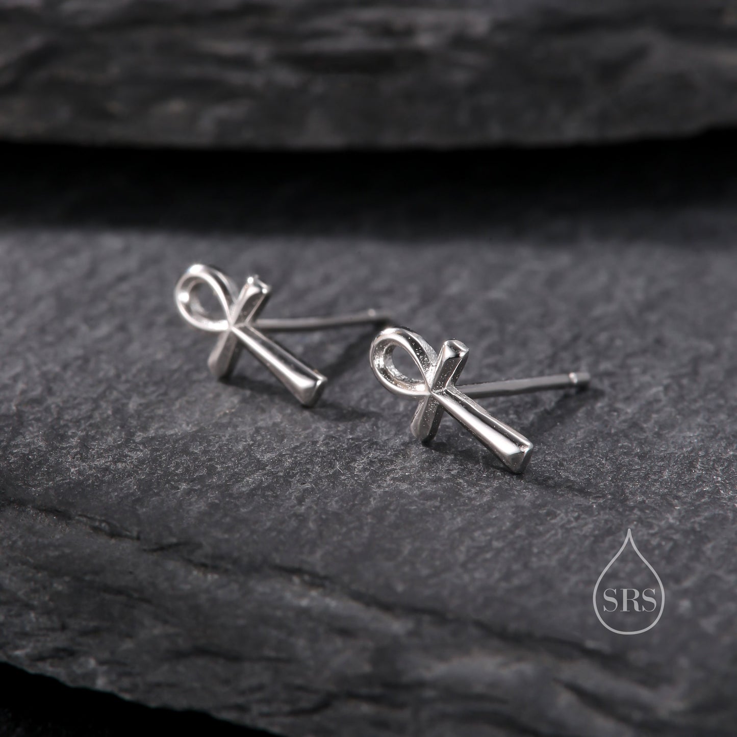 Ankh Stud Earrings in Sterling Silver, Silver, Gold or Rose Gold,  Egyptian Hieroglyphics Earrings, Ankh Earrings