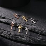 Ankh Stud Earrings in Sterling Silver, Silver, Gold or Rose Gold, Egyptian Hieroglyphics Earrings, Ankh Earrings