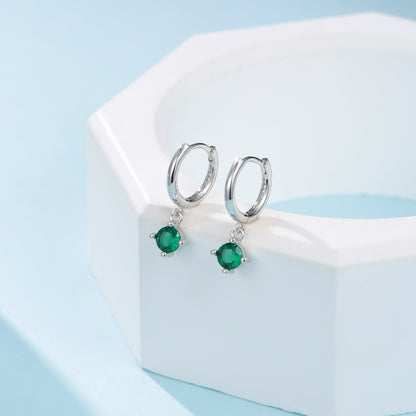 Tiny Emerald Green CZ Huggie Hoop in Sterling Silver, Silver or Gold or Rose Gold, Minimalist Simple Hoop Earrings,  4mm CZ Hoops