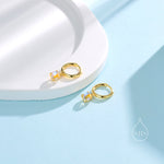 Tiny Moonstone Huggie Hoop Earrings in Sterling Silver, 4mm Simulated Moonstone Hoops, Silver or Gold or Rose Gold, Lab Moonstone Earrings