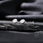 Delicate 4mm Bezel CZ Crystal Threader Earrings in Sterling Silver, Silver or Gold, Minimalist Pear Cut Crystal Ear Threaders