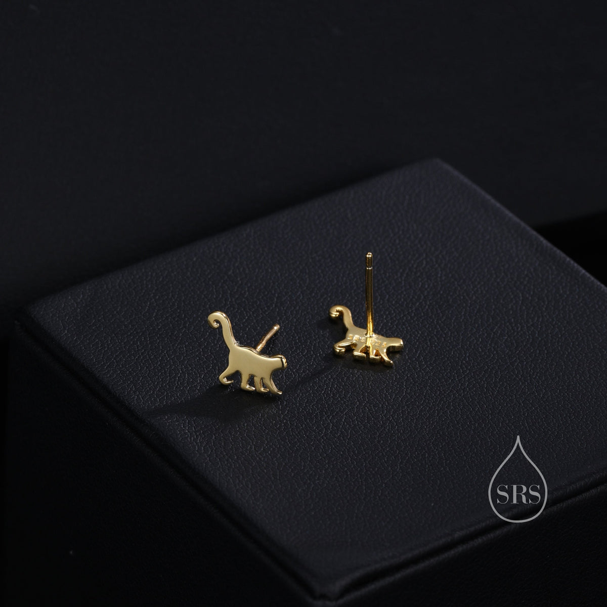 Monkey Stud Earrings in Sterling Silver, Silver or Gold, Nature Inspired Animal Design