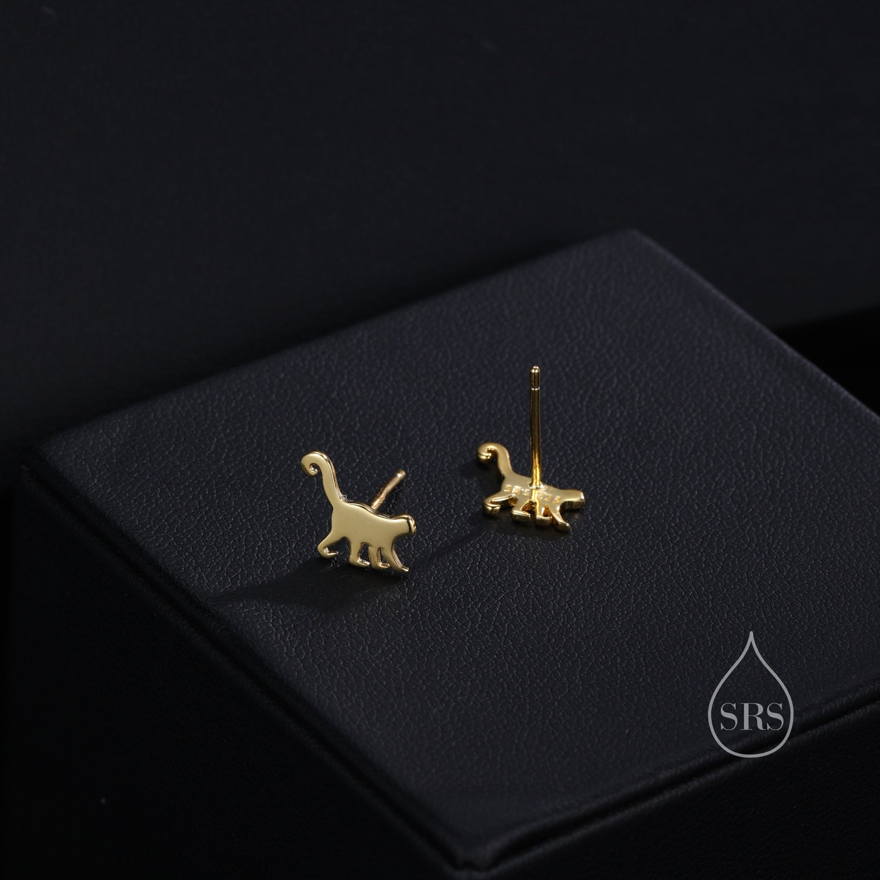 Monkey Stud Earrings in Sterling Silver, Silver or Gold, Nature Inspired Animal Design