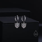 Leopard Face Huggie Hoop Earrings in Sterling Silver, Leopard Earrings, Leopard Dangle Hoops, Fish Hoops, Animal Earring