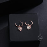 Leopard Face Huggie Hoop Earrings in Sterling Silver, Leopard Earrings, Leopard Dangle Hoops, Fish Hoops, Animal Earring