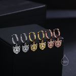Leopard Face Huggie Hoop Earrings in Sterling Silver, Leopard Earrings, Leopard Dangle Hoops, Fish Hoops, Animal Earring