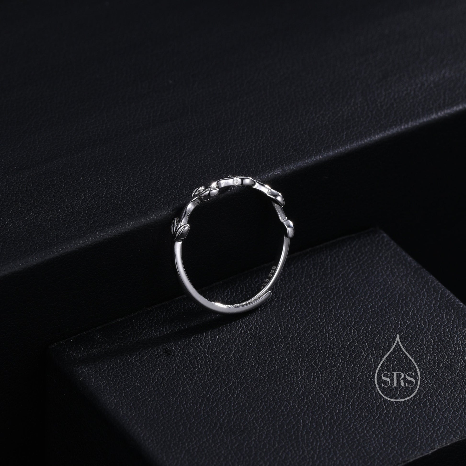 Minimalist Olive Branch Ring in Sterling Silver, Adjustable Olive Leaf Ring, Botanical RIng