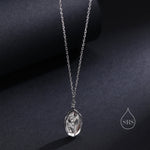 Lily of the Valley Flower Oval Pendant Necklace in Sterling Silver, Silver or Gold, May Birth Flower, Nature Inspired Flower Disk Necklace