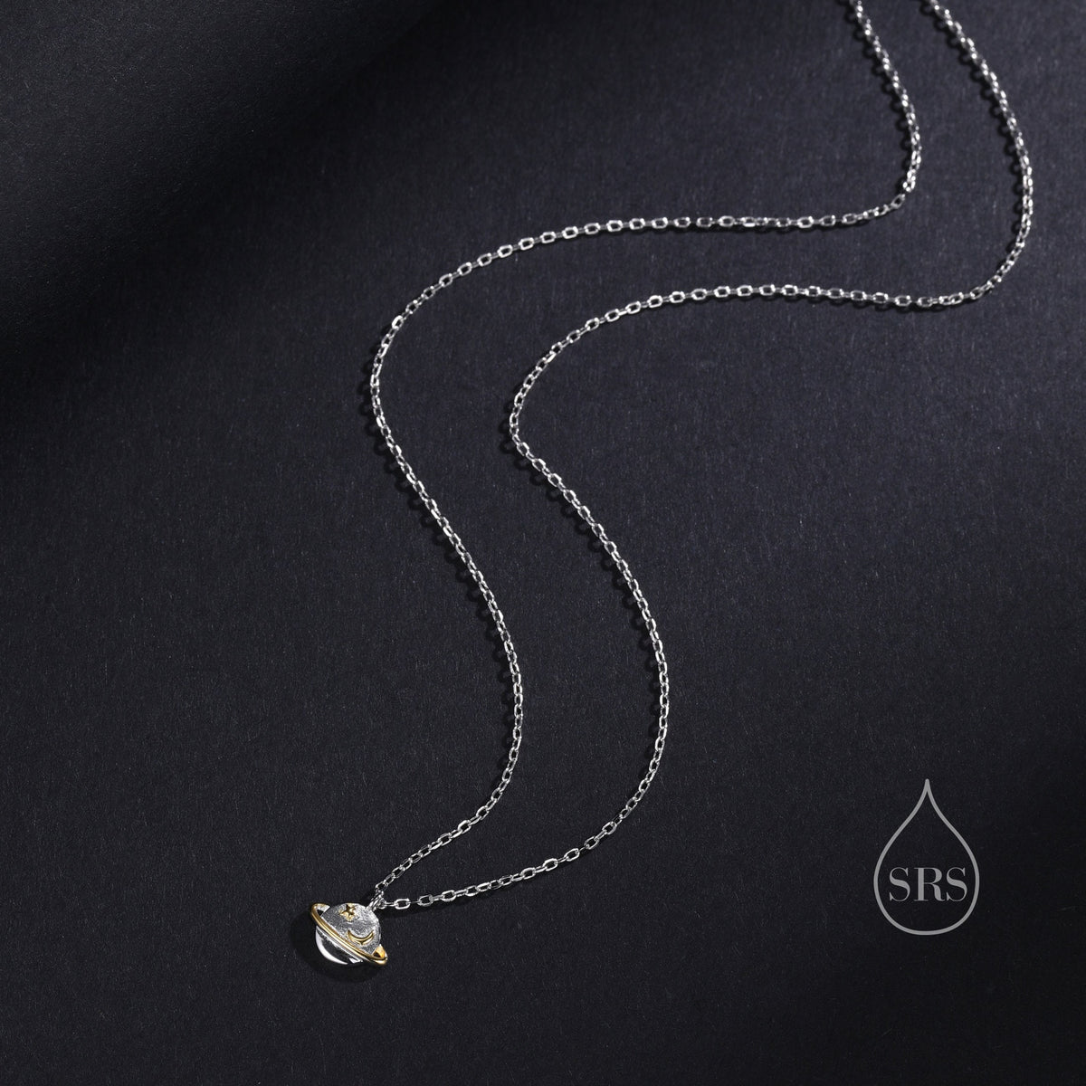 Dainty Planet Pendant Necklace in Sterling Silver, Saturn Necklace, Small Planet Necklace, Space Pendant