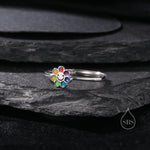 Cute Rainbow Smiling Flower Motif Ring