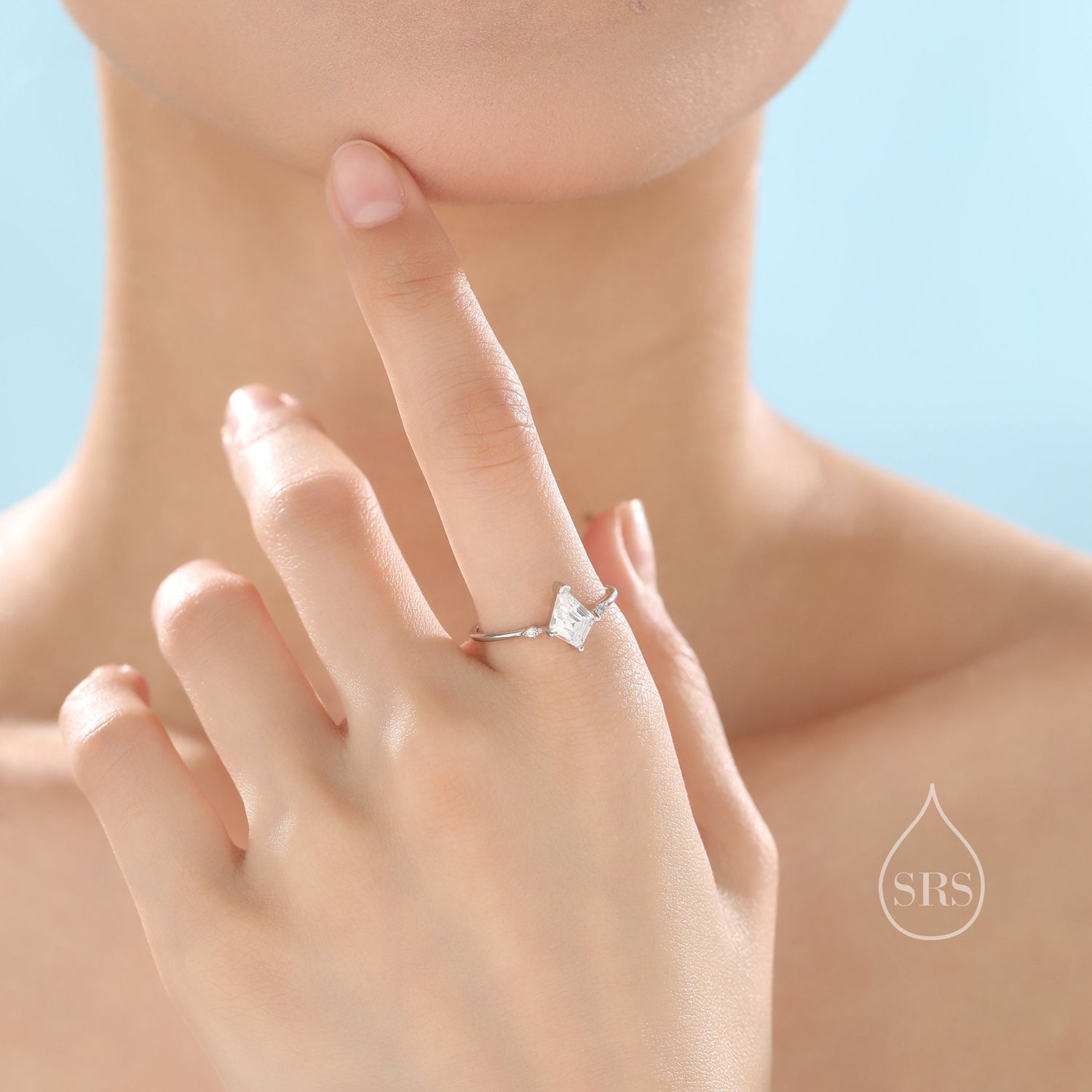 Rhombus CZ Ring in Sterling Silver, Silver or Gold, Kite CZ Crystal Ring, Vintage Inspired Design, US 5-8