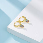 Oval Aurora Black CZ Huggie Hoop in Sterling Silver, Silver or Gold, Mystic Topaz CZ Crystal Hoop Earrings, Detachable and Interchangeable