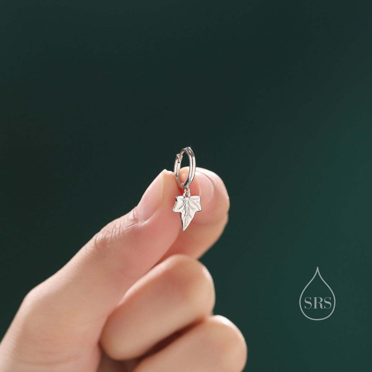 Sterling Silver Ivy Leaf Hoops Earrings, Silver or Gold or Rose Gold, Ivy Leaf Earrings, Leaf Earrings,