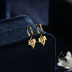 Sterling Silver Ivy Leaf Hoops Earrings, Silver or Gold or Rose Gold, Ivy Leaf Earrings, Leaf Earrings,
