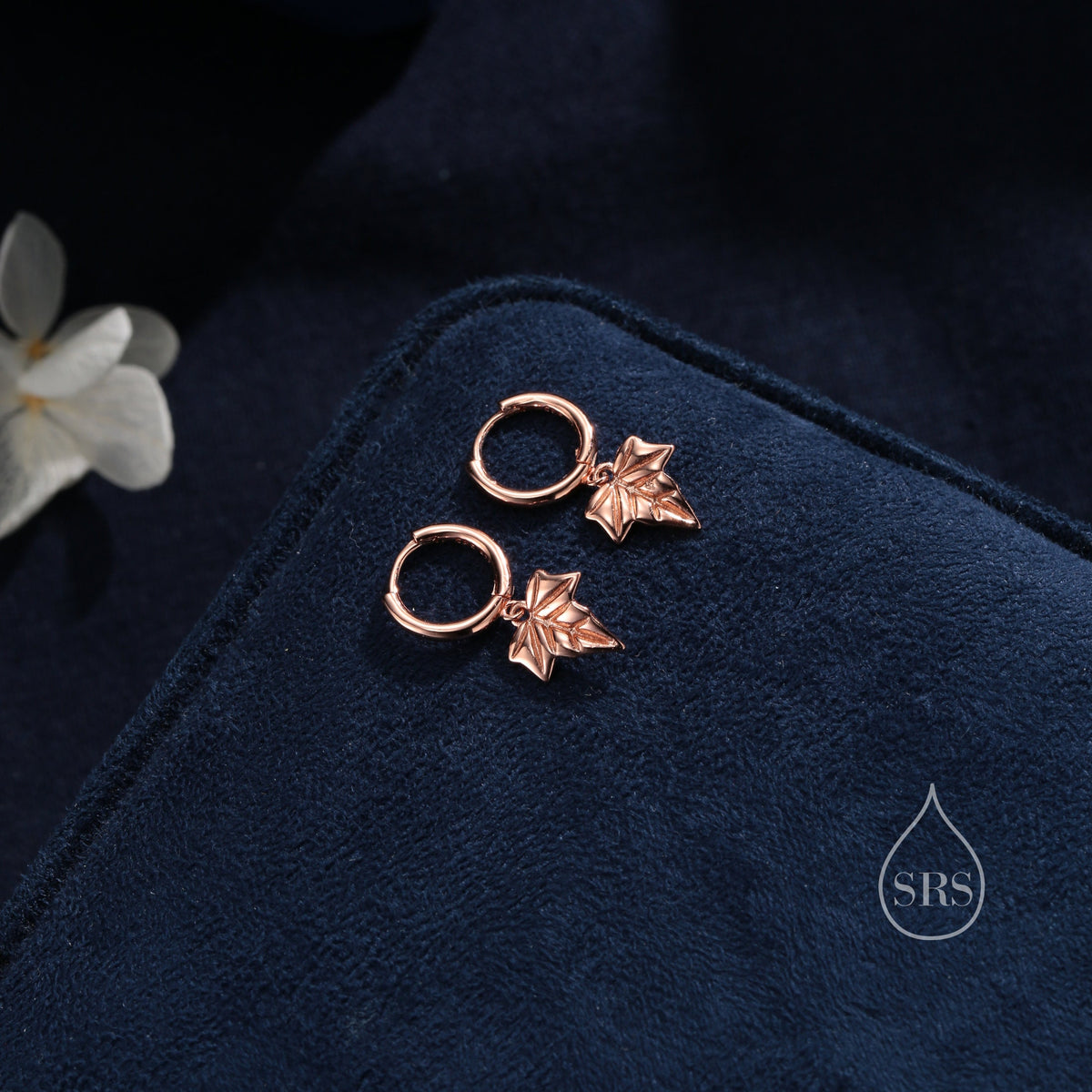 Sterling Silver Ivy Leaf Hoops Earrings, Silver or Gold or Rose Gold, Ivy Leaf Earrings, Leaf Earrings,