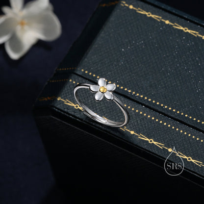 Sterling Silver Forget-Me-Not Ring, Adjustable Size, Minimalist Forget me not blossom ring, Daisy Flower Ring, Dainty and Delicate