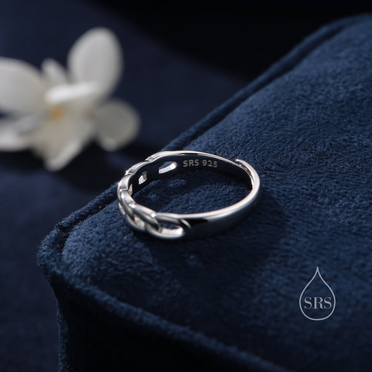 Sterling Silver Delicate Curb Chain Ring, Adjustable Size, Minimalist Link Chain Ring, Simple Chain Ring, Knot Ring