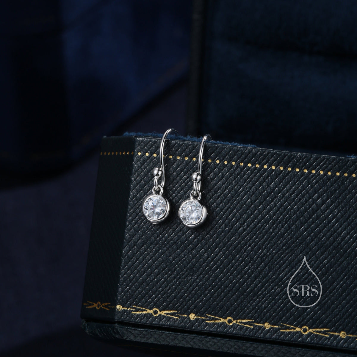Tiny and Minimalist 4mm CZ Drop Earrings in Sterling Silver, Cubic Zirconia Hook Earrings, Silver, Gold or Rose Gold, Minimal Earrings