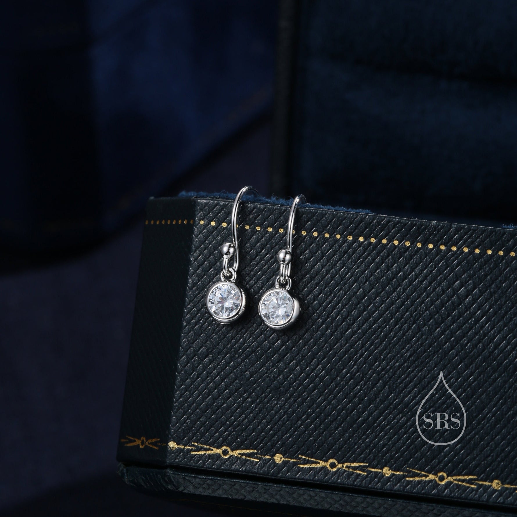 Tiny and Minimalist 4mm CZ Drop Earrings in Sterling Silver, Cubic Zirconia Hook Earrings, Silver, Gold or Rose Gold, Minimal Earrings