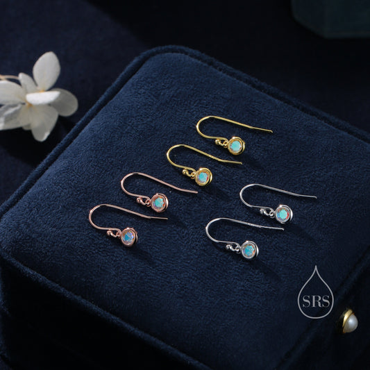 Tiny 4mm Aurora CZ Drop Earrings in Sterling Silver, Colour Changing Cubic Zirconia Hook Earrings, Silver, Gold or Rose Gold, AB Crystals