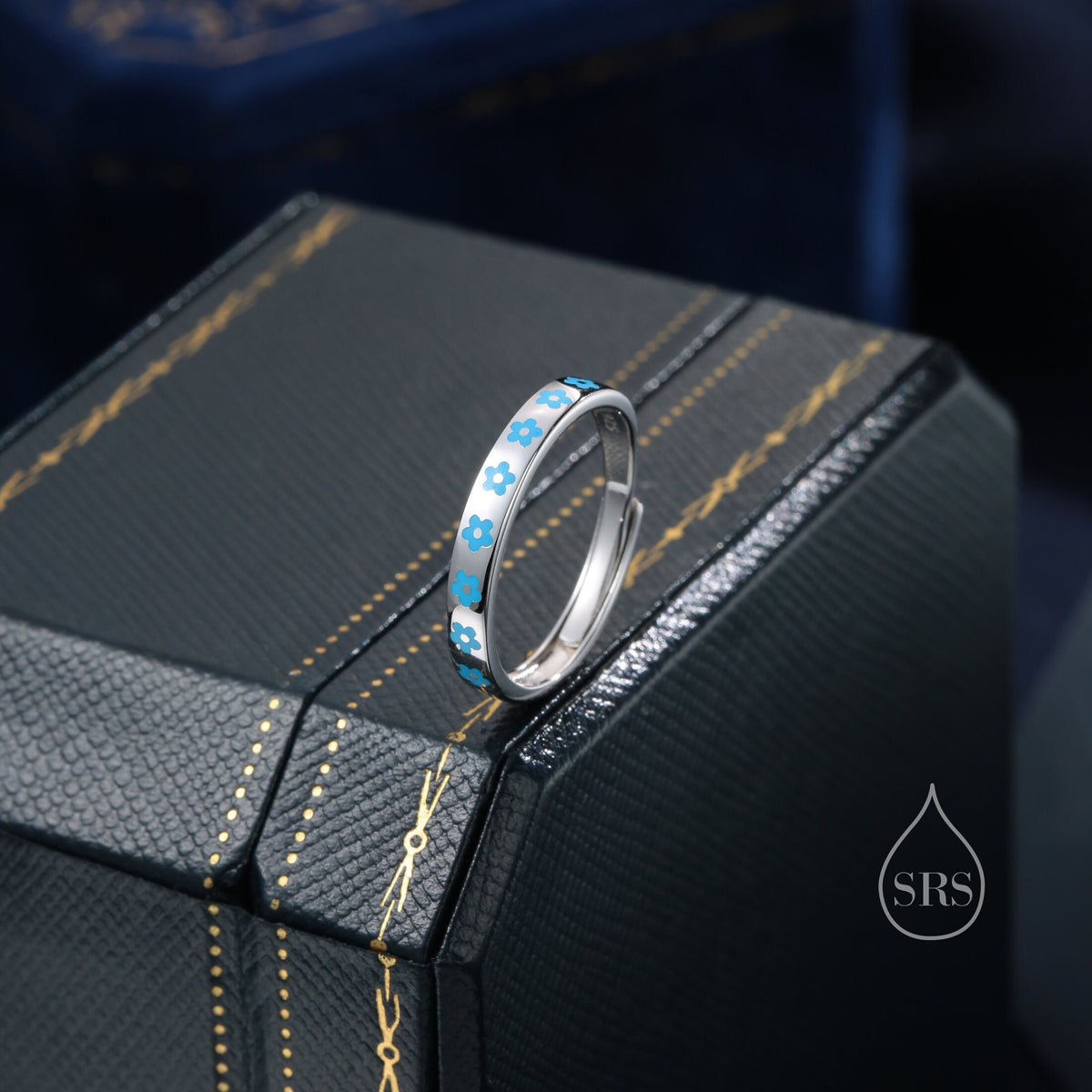 Cute Forget-me-not Enamel Flower Band Ring