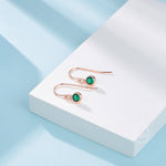 Tiny Emerald Green CZ Drop Earrings in Sterling Silver, Cubic Zirconia Hook Earrings, Silver, Gold or Rose Gold, Minimal Earrings