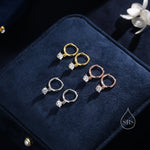 Tiny CZ Huggie Hoop in Sterling Silver, Silver or Gold or Rose Gold, Minimalist Simple Hoop Earrings, 4mm CZ Hoops