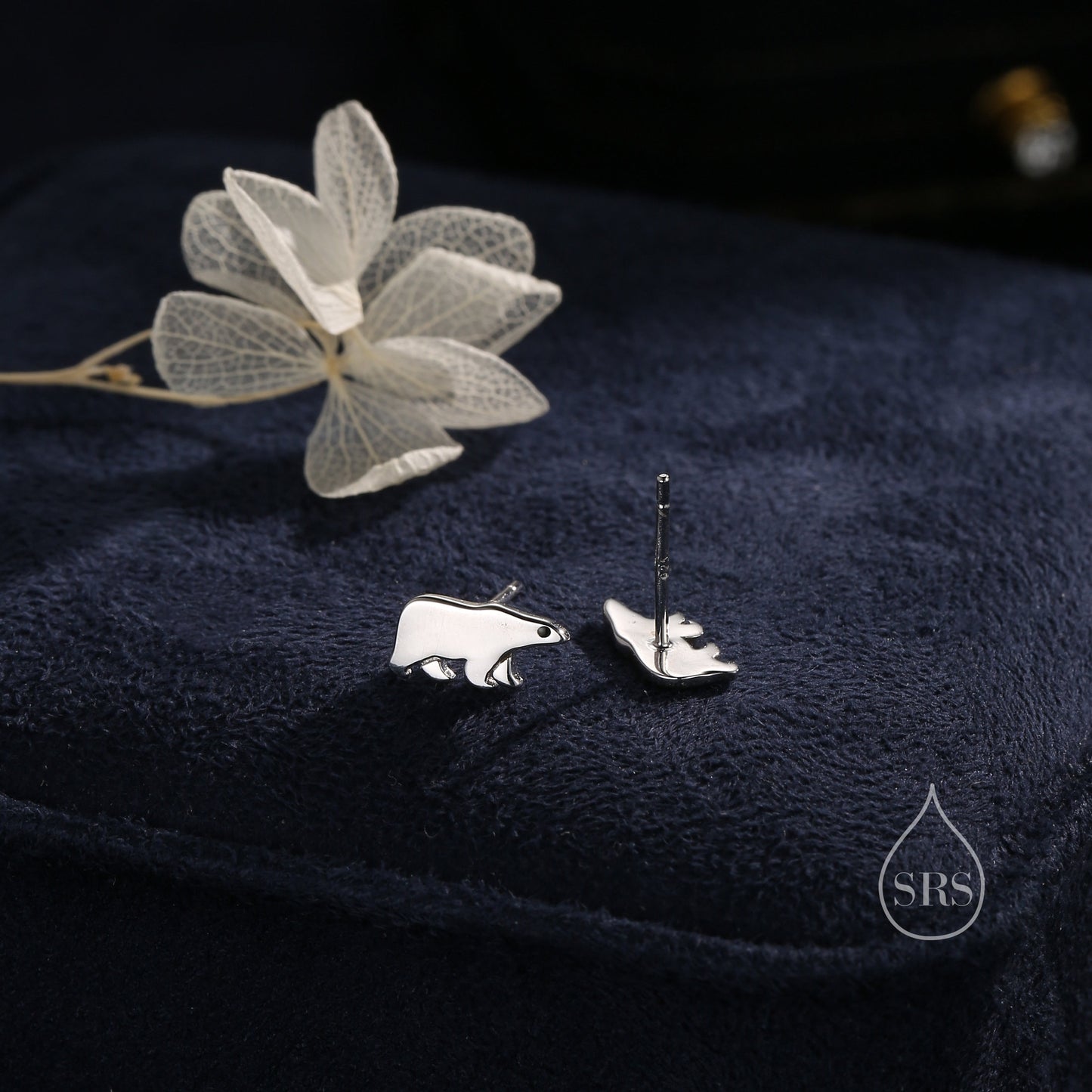 Sterling Silver Polar Bear Stud Earrings, Animal Earrings, Cute and Quirky