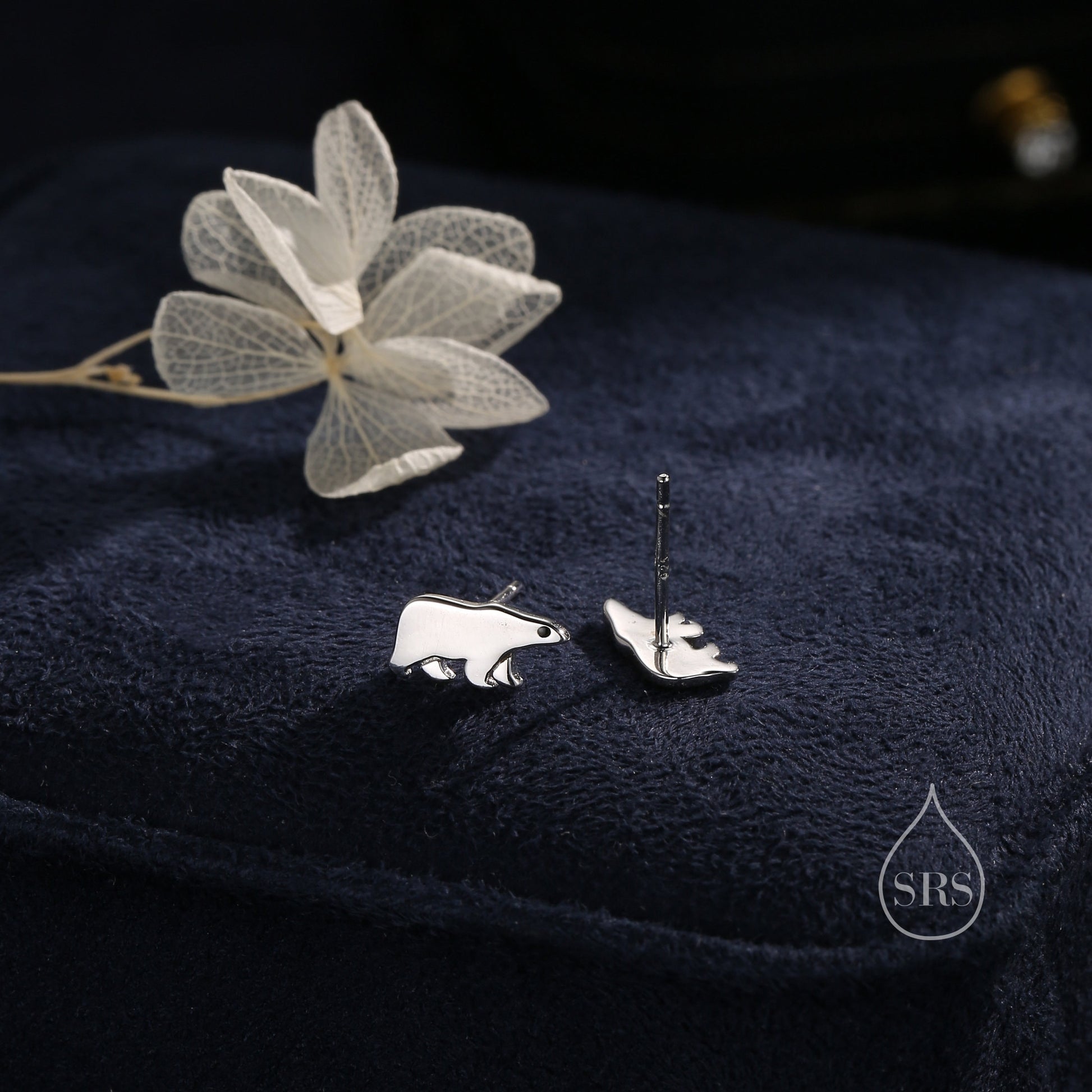 Sterling Silver Polar Bear Stud Earrings, Animal Earrings, Cute and Quirky