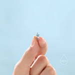 Turquoise CZ Flower Huggie Hoop in Sterling Silver, Silver or Gold, Delicate Flower CZ Hoops, Tiny Flower Hoops, Tiny CZ Hoops