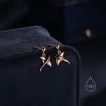 Sterling Silver Manta Ray Fish Drop Stud Earrings, Silver, or Gold or Rose Gold, Stingray Dangle Stud Earrings, Dainty Fish Dangle Earrings