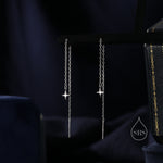Four Point Star Threader Earrings in Sterling Silver, Silver or Gold, Star Ear Threaders