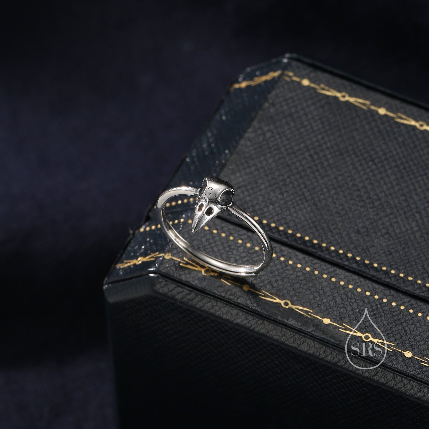 Sterling Silver Bird Skull Ring, Adjustable Size, Cute Bird Skull Jewellery, Dainty and Delicate, Bird Skull Ring