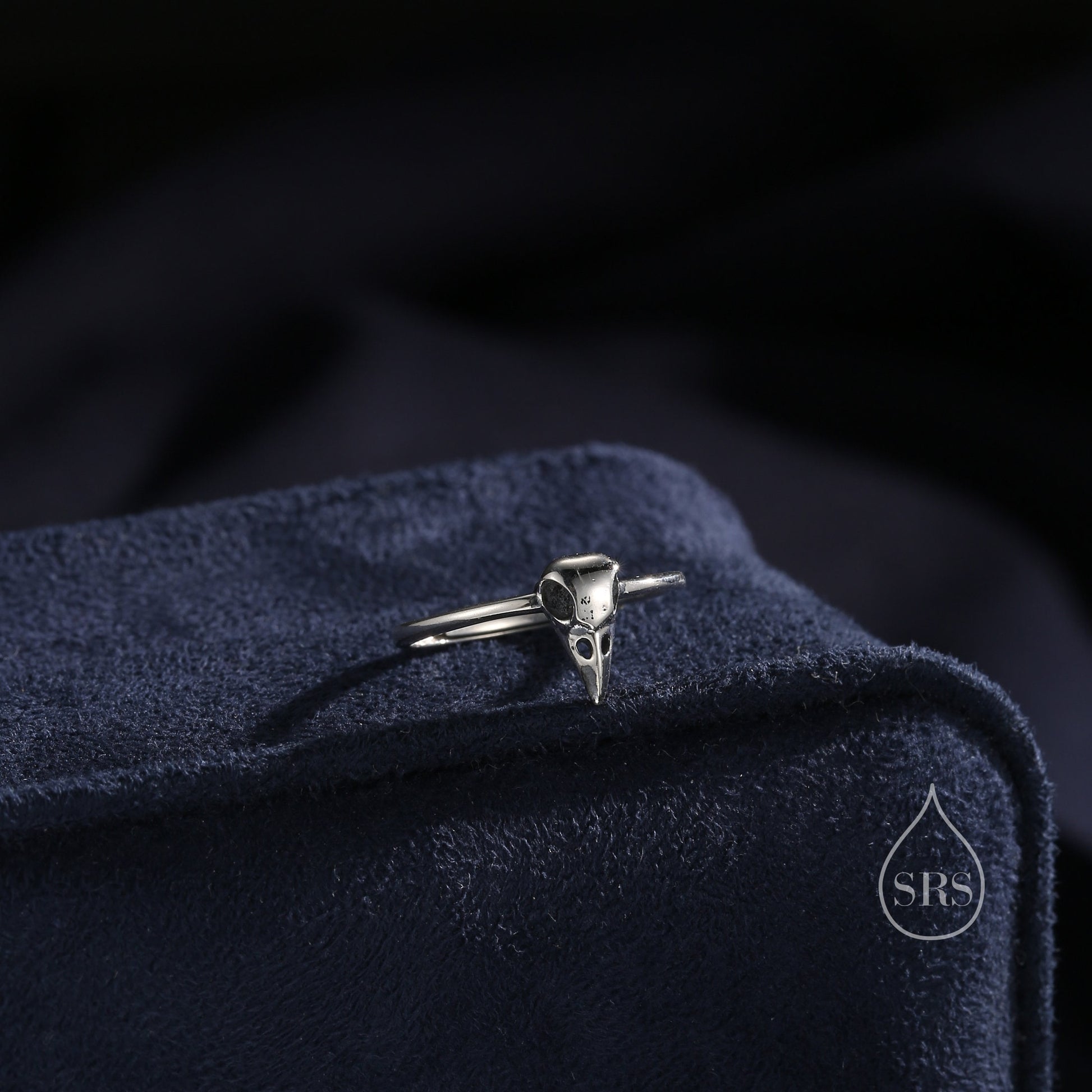 Sterling Silver Bird Skull Ring, Adjustable Size, Cute Bird Skull Jewellery, Dainty and Delicate, Bird Skull Ring