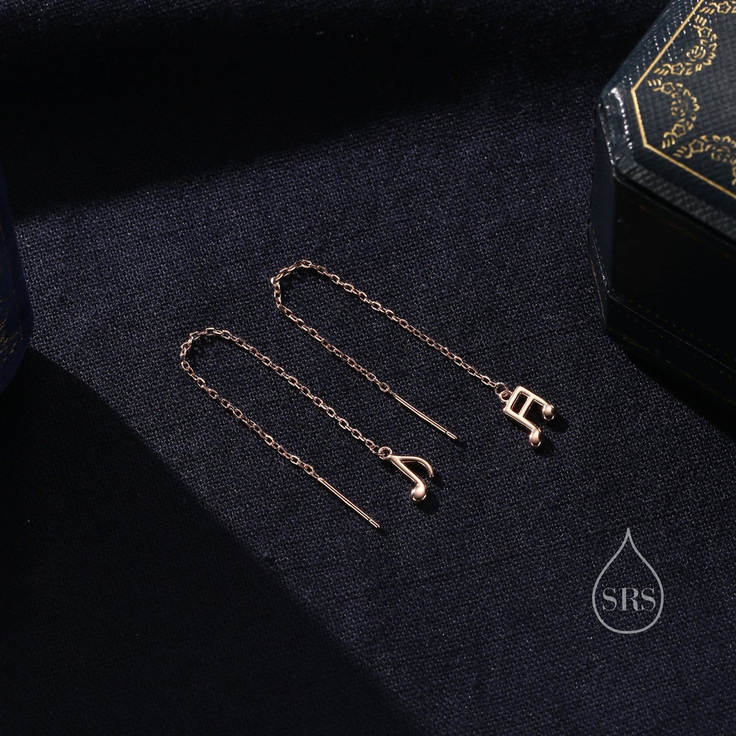 Mismatched Pair of Music Symbol Threader Earrings in Sterling Silver, Silver, Gold or Rose Gold, Tiny Music Note Ear Threaders