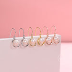 Genuine Freshwater Pearl and Mobius Circle Drop Hook Earrings in Sterling Silver, Delicate Keshi Pearl Halo Earrings, Genuine Pearls