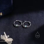 Aqua Green Opal Eye Hoop Earrings in Sterling Silver, Silver or Gold Evil Eye Hoops, Simulated Opal, Evil Eye Earrings, Lab Opal Earrings