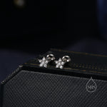 Very Tiny Flower CZ Screw Back Earrings in Sterling Silver, Forget Me Not Floral CZ Earrings, Silver or Gold, Flower CZ Earrings