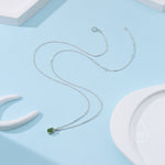 Genuine Green Jade Oval Necklace in Sterling Silver, Dainty Jade Oval Cabochon Necklace, Natural Jade Necklace